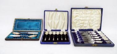 Set of six coffee spoons with lozenge-shaped engine-turned finials, Birmingham 1947,