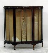 Vintage glass fronted display cabinet with glass panel, curved front,