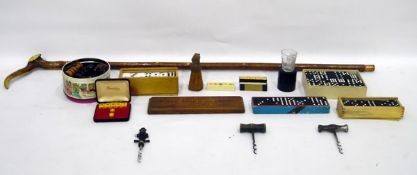 Part set of turned boxwood chess pieces, various other vintage games including sets of dominoes,