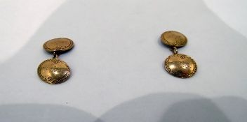 Pair of gent's 9ct gold oval cufflinks