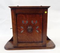 Arts & Crafts/Art Nouveau pewter and stained wood