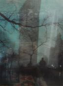 Reproduction photograph of a cityscape at dusk, 71cm x 57cm