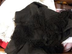 Quantity of assorted shawls, scarves and handkerchiefs including a cream silk Chinese style