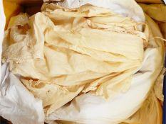 Victorian night dresses, gloves, baby gowns (1 box)