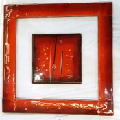 Modern art glass panel by Sharon Harding, approx 70cm x 70cm and another signed 