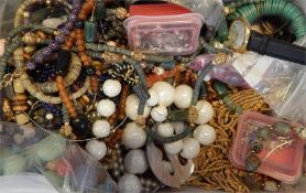 Quantity of costume jewellery to include various beaded necklaces, bangles, etc (1 box)