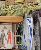 Quantity of Vogue, Butterick, Simplicity and Style dress patterns, various embroidery patterns, a