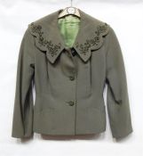 Jenners of Edinburgh dark blue button fronted dress with side pockets, white ribbed cotton detail