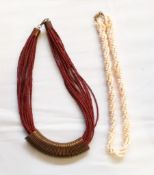 Quantity of costume jewellery to include early 20th century beaded necklaces and other items, in a