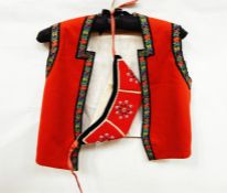 Leather necklace formed as leaves, gold-coloured, set on wire, embroidered panels with bugle