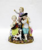Early 19th century Meissen porcelain figure group of children playing musical instruments, the