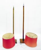 Modern wooden standard lamp on a square platform base and another, similar (2)