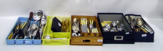 Quantity of silver plate to include two basting spoons, ladle, various knives, forks and spoons, etc