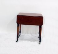 19th century mahogany Pembroke table on turned supports and with a drawer to frieze, 69cm wide