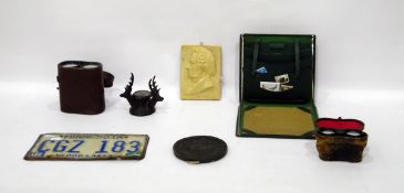 Old car numberplate, blue and white painted 