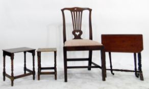 Edwardian Sutherland table on turned supports and stretcher, with brown ceramic castors, two small