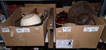 Various earthenware and stone jars, casserole, coffee pot, etc (2 boxes)