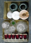 Various vases, assorted glassware, etc (2 boxes)