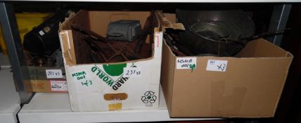 Quantity of copper pans, jam pans, bowls and various collectables (3 boxes)