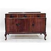 Mid 20th century (possibly walnut veneered) straight-front sideboard fitted three frieze drawers