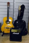 Cruiser by Crafter guitar, a Herald guitar model number HL44, John Hornby Skewes & Co and a Marshall