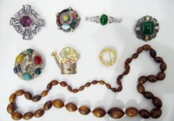 Three modern jewel boxes containing quantity costume jewellery, two leather jewel boxes and