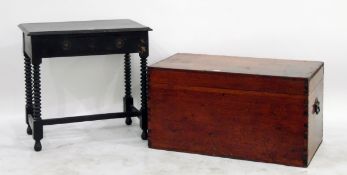 Camphorwood chest and a dark stained oak side table fitted drawer to frieze and on turned supports