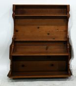 Pine wall-mounted kitchen plate rack, 84cm wide