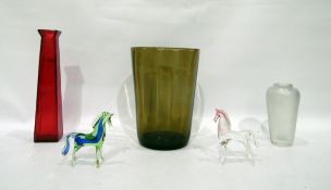 Wallace & Sanders irridescent glass vase, shouldered and tapering with swag decoration, with