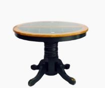 Beech and tile-topped extending kitchen dining table