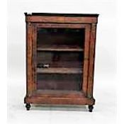 Edwardian inlaid walnut veneered dwarf side cabinet with gilt metal mounts and on turned feet,