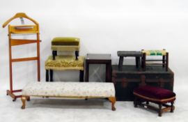 Gentleman's valet, a studded leather military trunk inscribed 'Captain E O Protheroe', an old oak