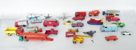 Quantity of diecast vehicles including Dinky Spectrum patrol car, Gloster Javelin plane, etc (1 box)