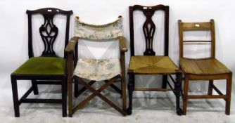 Early 19th century oak-framed standard chair with pierced vase splat and drop-in seat, two country