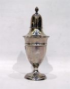 Silver sugar caster of urn-shaped form, raised on