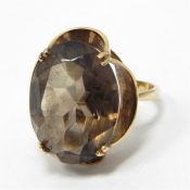 9ct gold smoky quartz ring