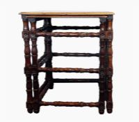 19th century oak parquetry top side table with mou