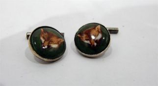 Pair of continental silver painted enamel cufflink