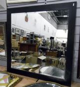 Large square mirror with black stained frame, 99cm