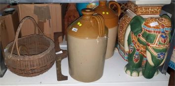 Ceramic elephant seat, pair of large earthenware f