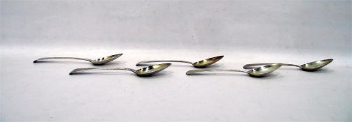 Set of five George III Old English feather-edged t