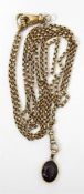 Gold-coloured metal chain link necklace, twin-stra