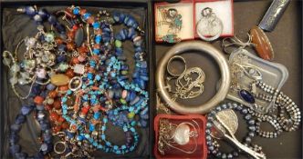 Beaded necklaces to include turquoise, glass, silv