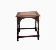 Jacobean-style carved oak rectangular top side tab
