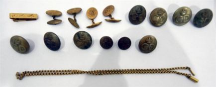 Two pairs of gold studs, other studs, cufflinks, g