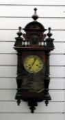 Drop-dial wall clock, the movement in mahogany cas