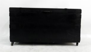 Stained pine blanket chest with metal strapwork, 9