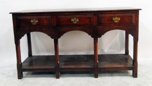 19th century oak dresser base fitted three drawers