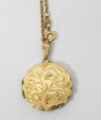 9ct fine link chain with circular shaped locket, e