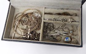 Silver chain necklace, silver bangles, silver and